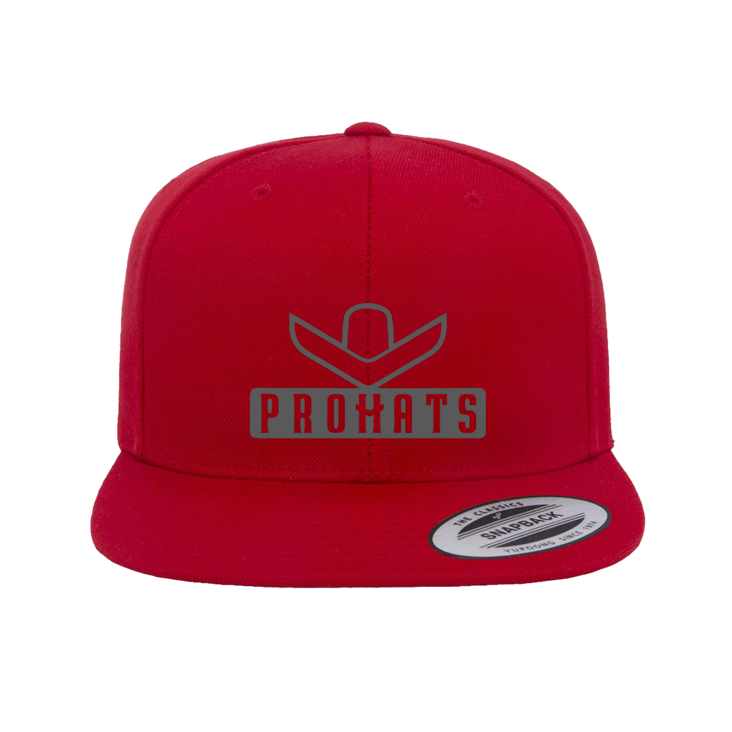 PROHATS Flat Brim 3D Puff Embroidered Logo Cap