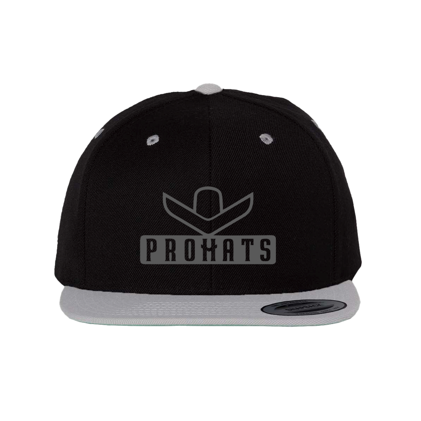 PROHATS Flat Brim 3D Puff Embroidered Logo Cap