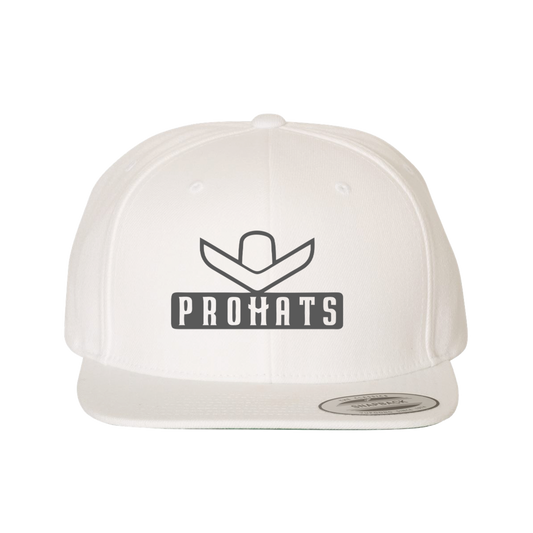 PROHATS Flat Brim 3D Puff Embroidered Logo Cap